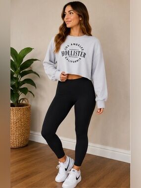 Hollister Light Blue Cropped Logo Sweatshirt
